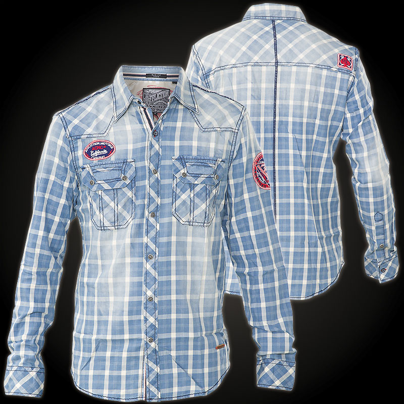 Affliction Shirt Night Train - Button-down with embroidered patches ...