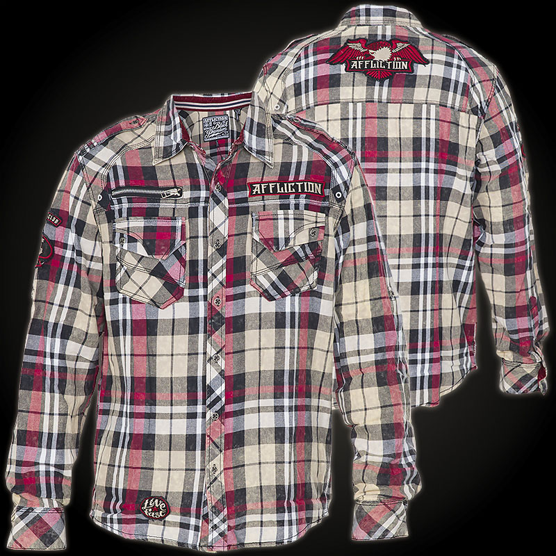 Affliction Shirt Catching Arrows - Flannel plaid button-down with many ...