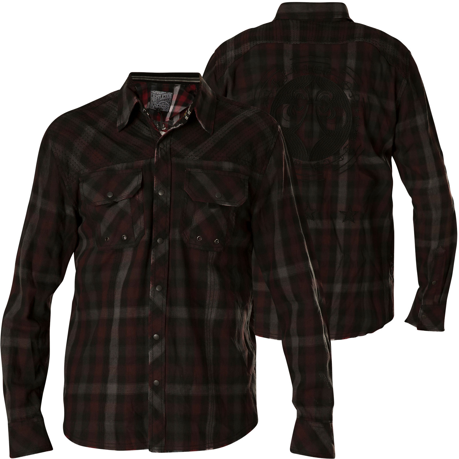 Affliction Mogul 110WV764 Men`s Black Long Sleeve Embroidered Button-Down Shirt