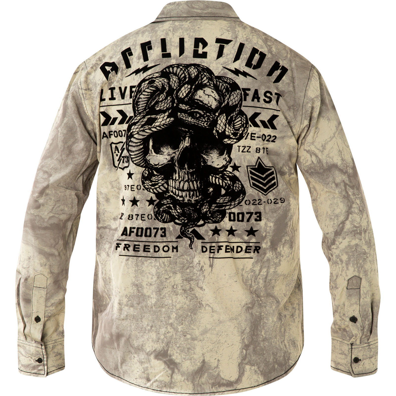 Affliction Shirt Scorn Button-down with large flock print