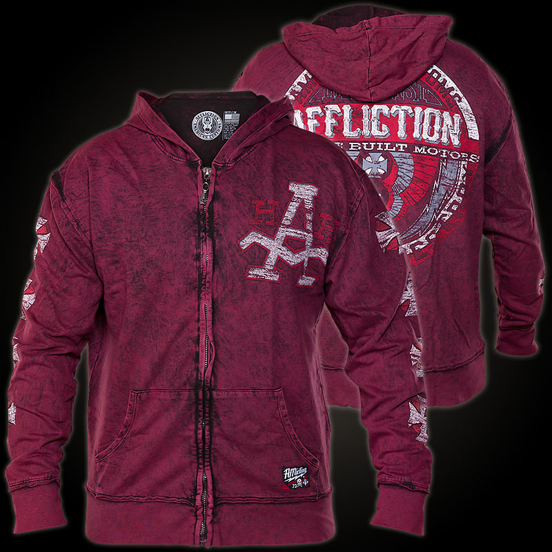 Affliction Builders Union - Hoodie with zipper, prints and pockets