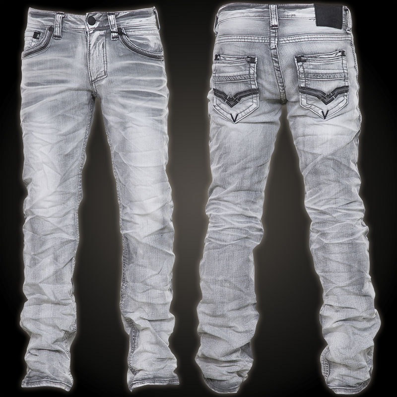 Affliction Jeans Ace Drifter Hollywood in Grey with decorative crinkle ...