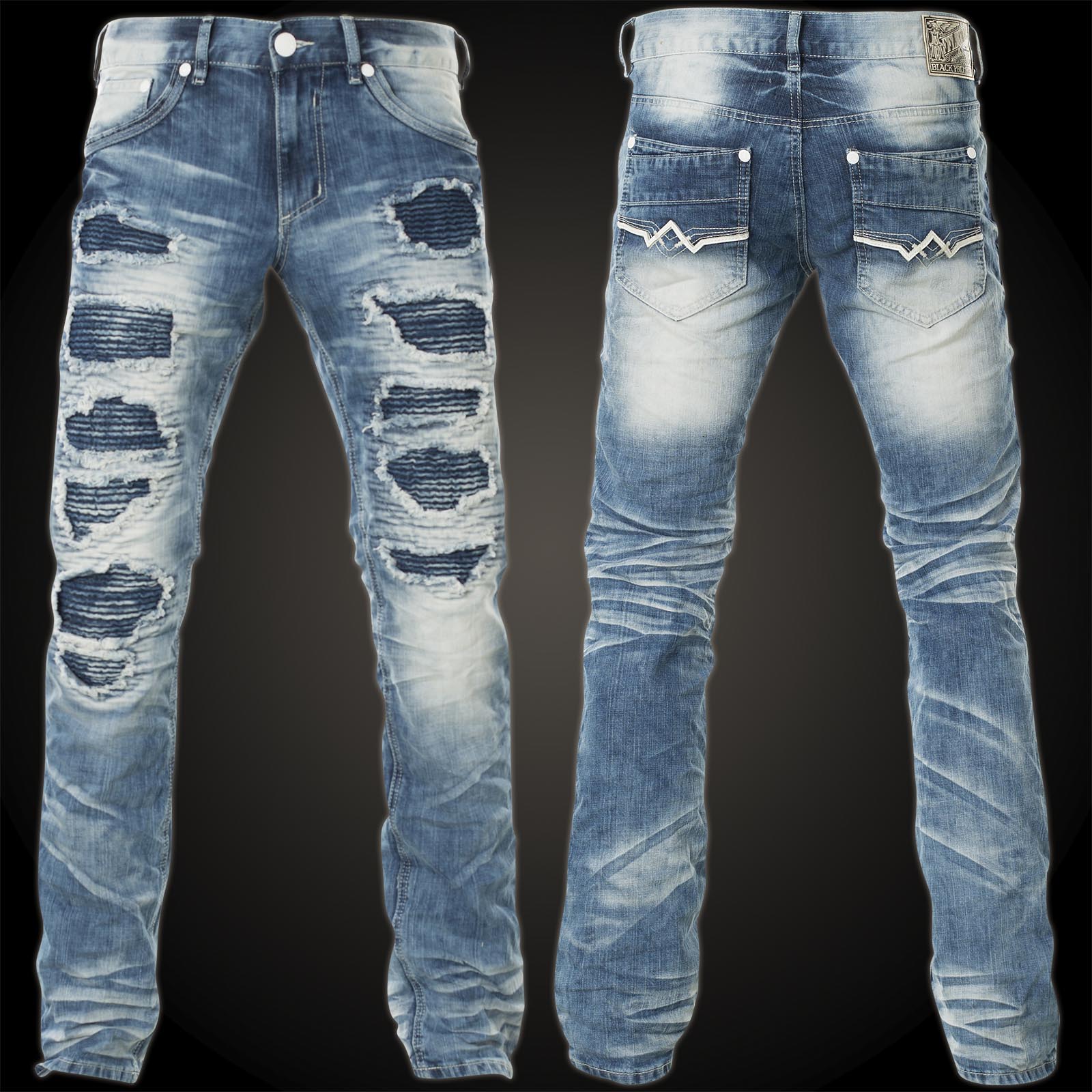 Affliction Jeans Gage Standard Trenton with decorative fabric insertions