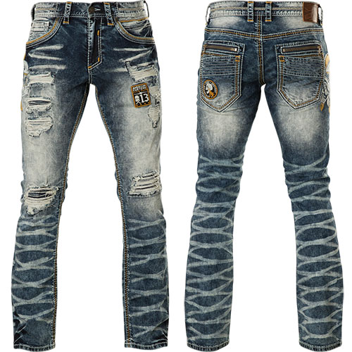 Affliction Jeans Gage Fallen Rage featuring decorative seams, holes and ...