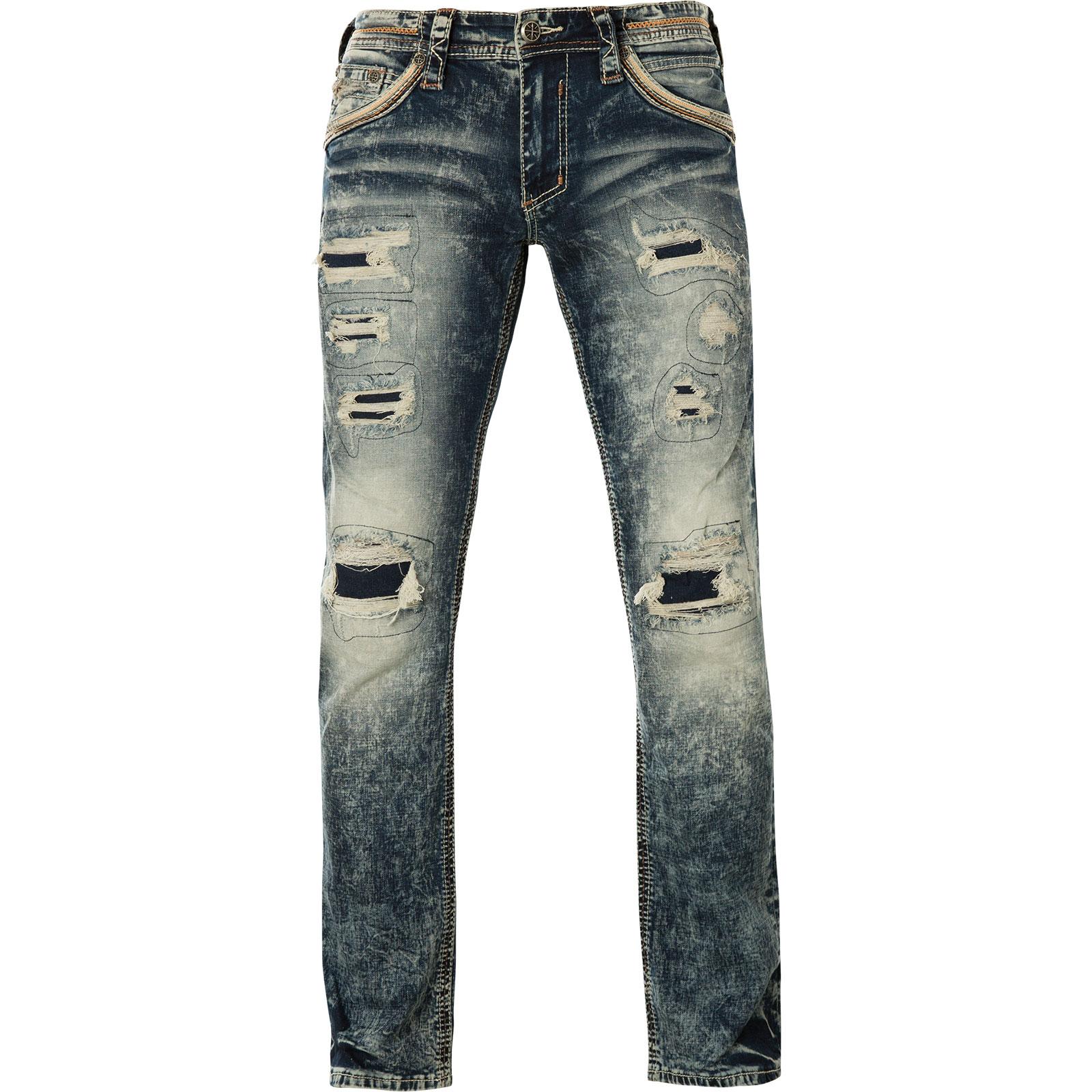 Affliction Jeans Ace Axis Rage with decorative faux leather details ...