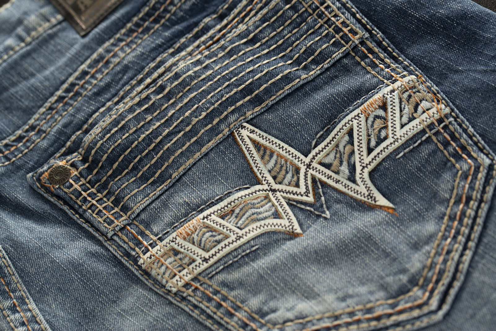 Affliction Jeans Ace Apex Pagoda with decorative faux leather details