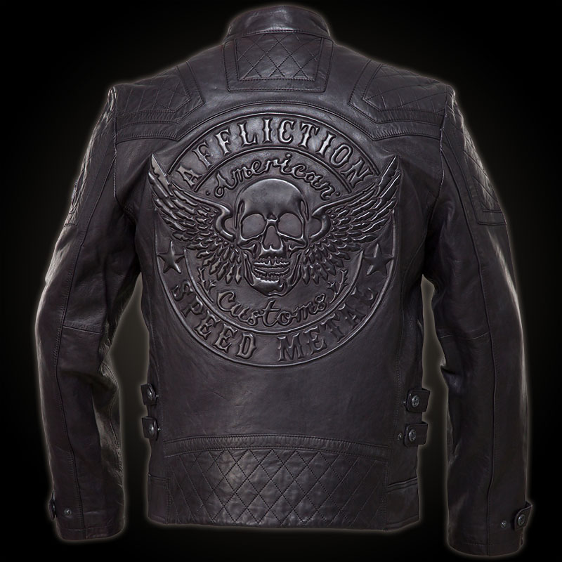 Affliction On Fire Leather Jacket - Leather jacket with quilt details ...