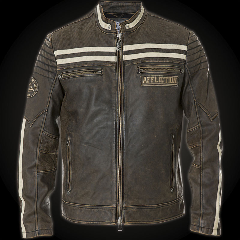Affliction Black Skull Biker style jacket made out of genuine leather