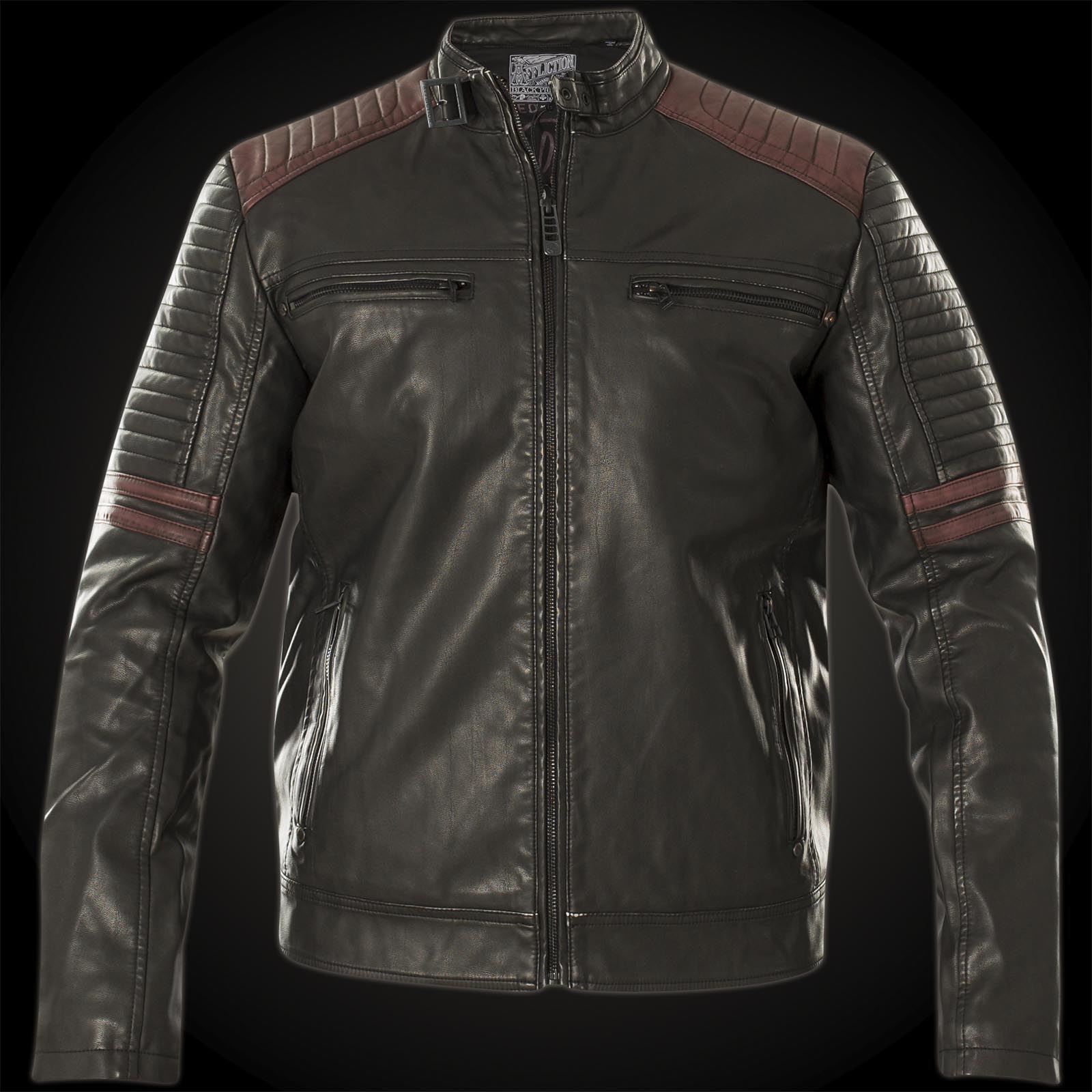 Affliction Horsepower Jacket Faux leather jacket with patches