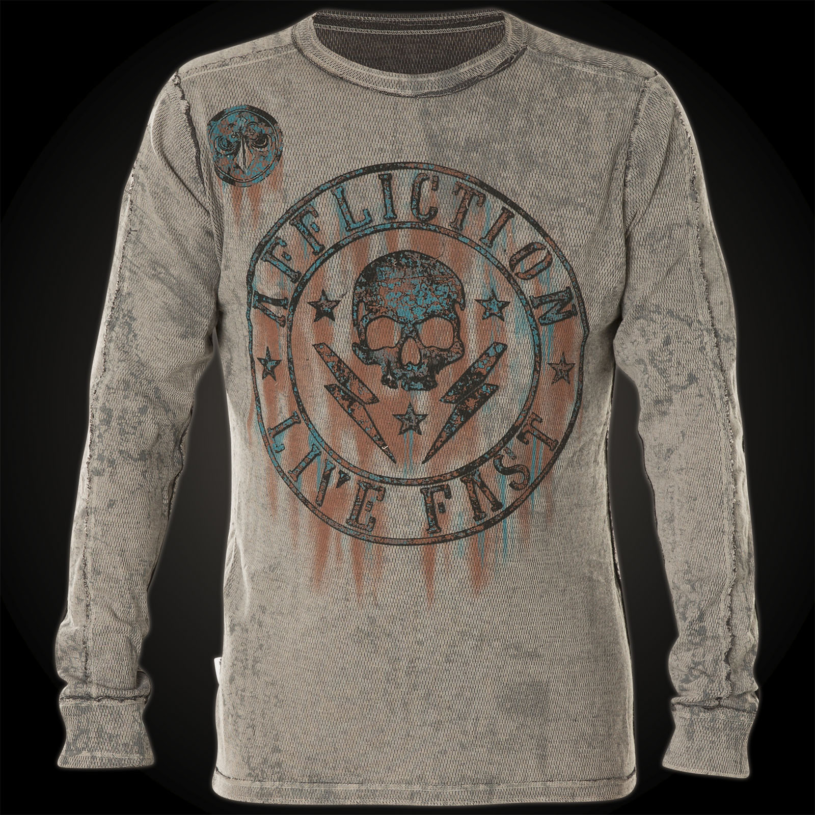 Affliction AC Smoke Signals Reversible sweater with a skull