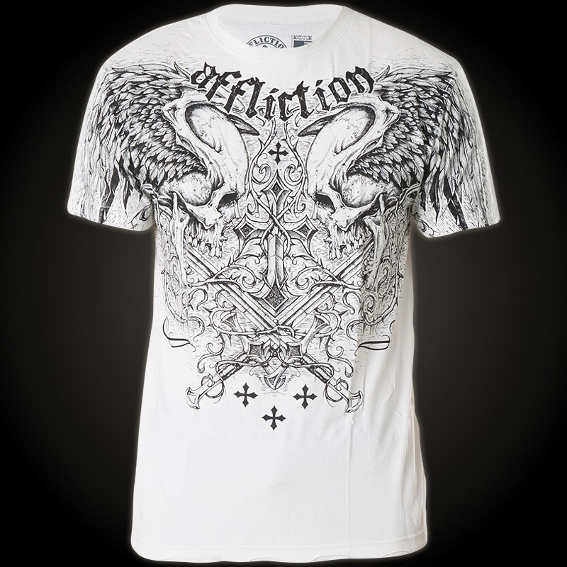AFFLICTION Sword Eater A12924 Men`s New Vintage White T-shirt 