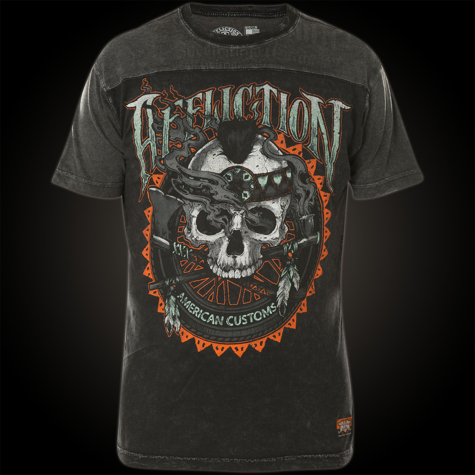 Affliction T-Shirt Cherokee Print with a Native American skull
