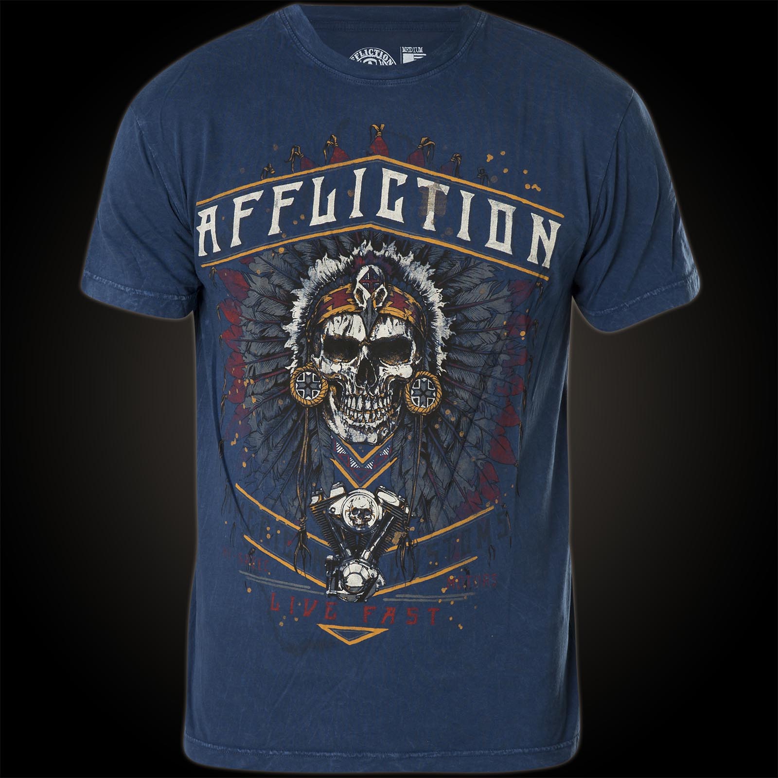 Affliction Coyote Motors T-shirt with a decorated Native American head