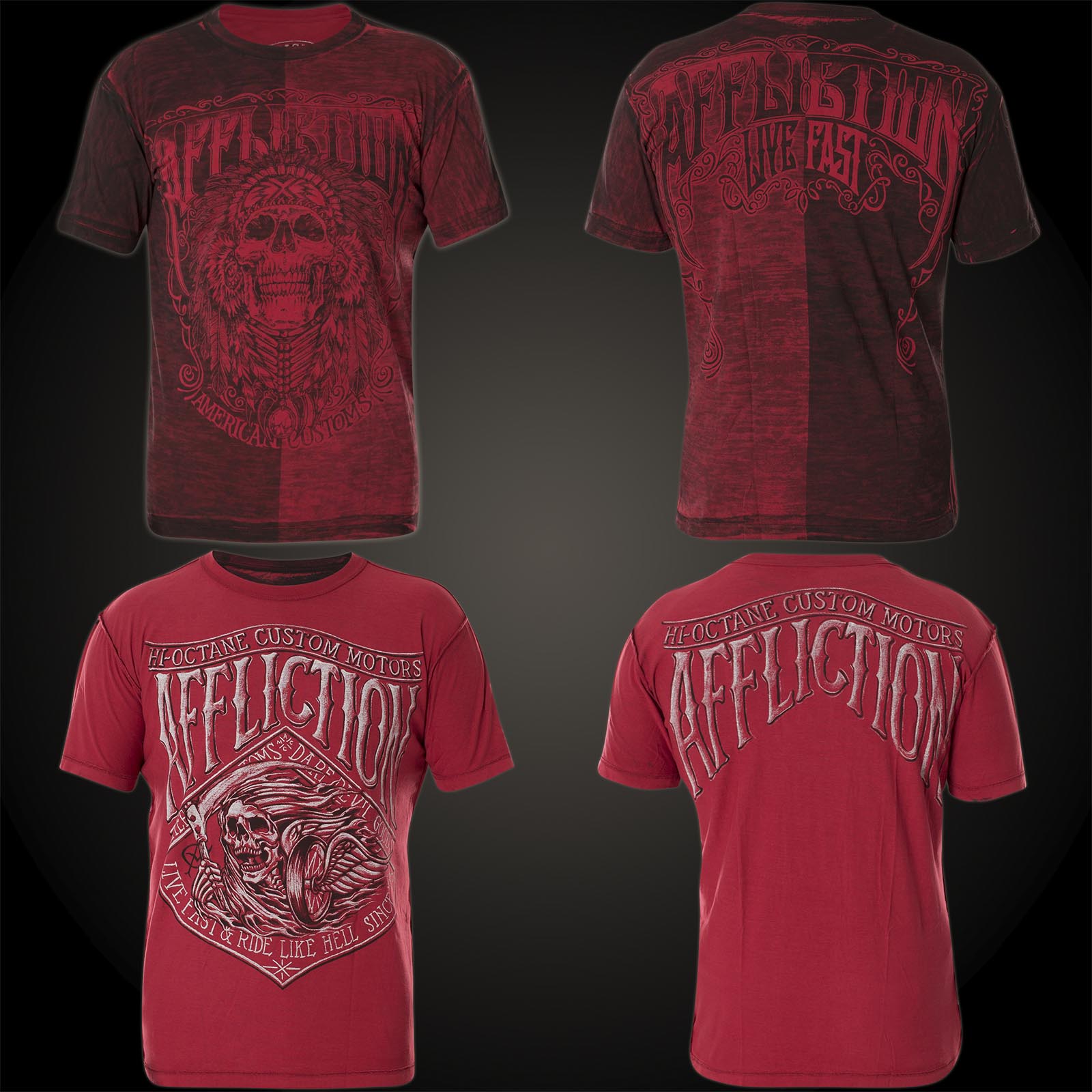 Affliction AC Free Tribe Rev. T-Shirt with an ornamented skull