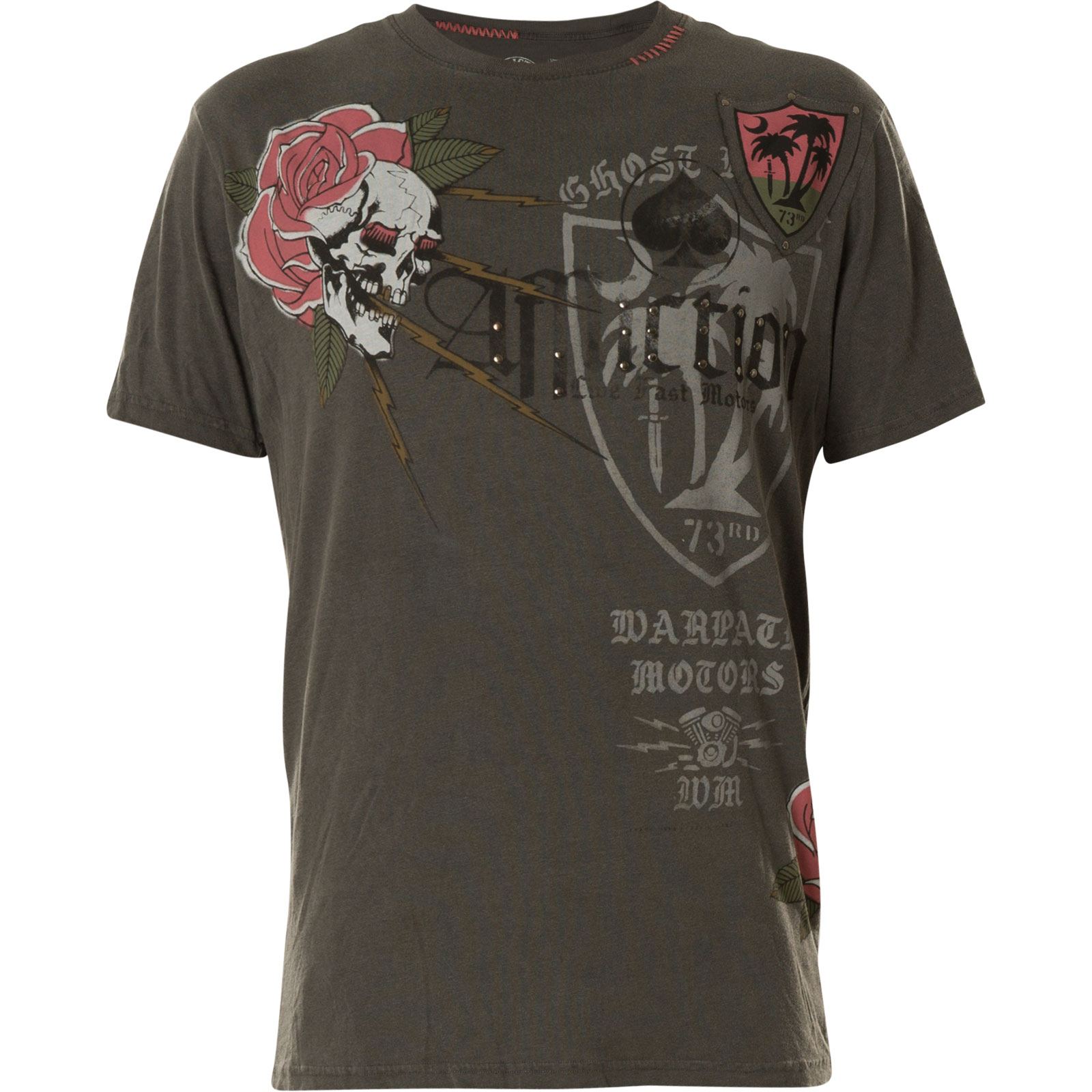 Affliction The Beach T-Shirt featuring a skull and roses
