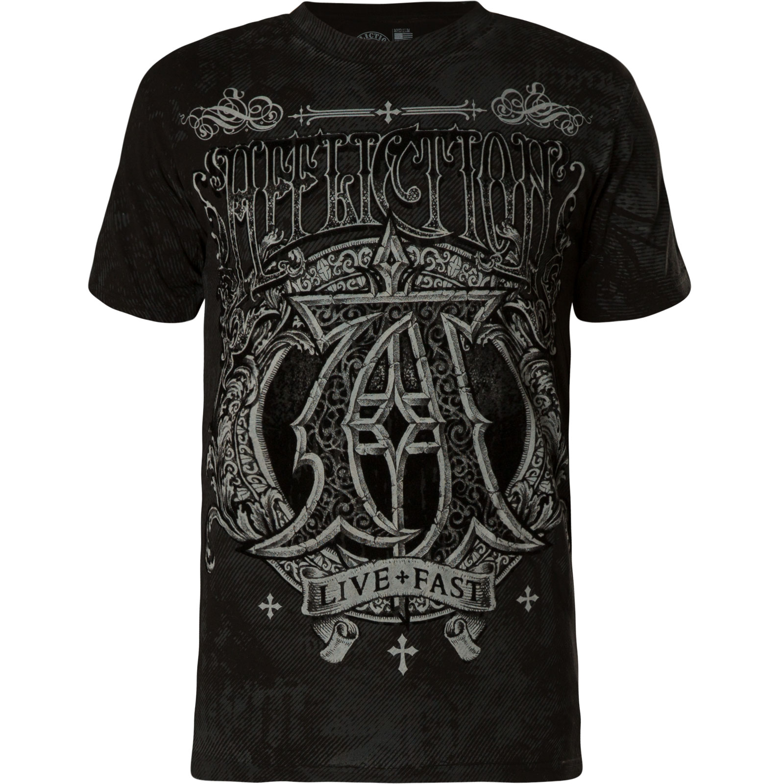 Affliction Existence T-Shirt Print featuring a crest and Affliction Logo