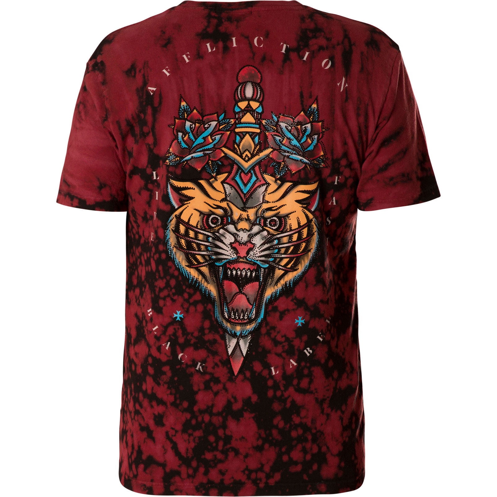 Affliction Sreaming Dagger T-Shirt Print featuring tiger head and flower