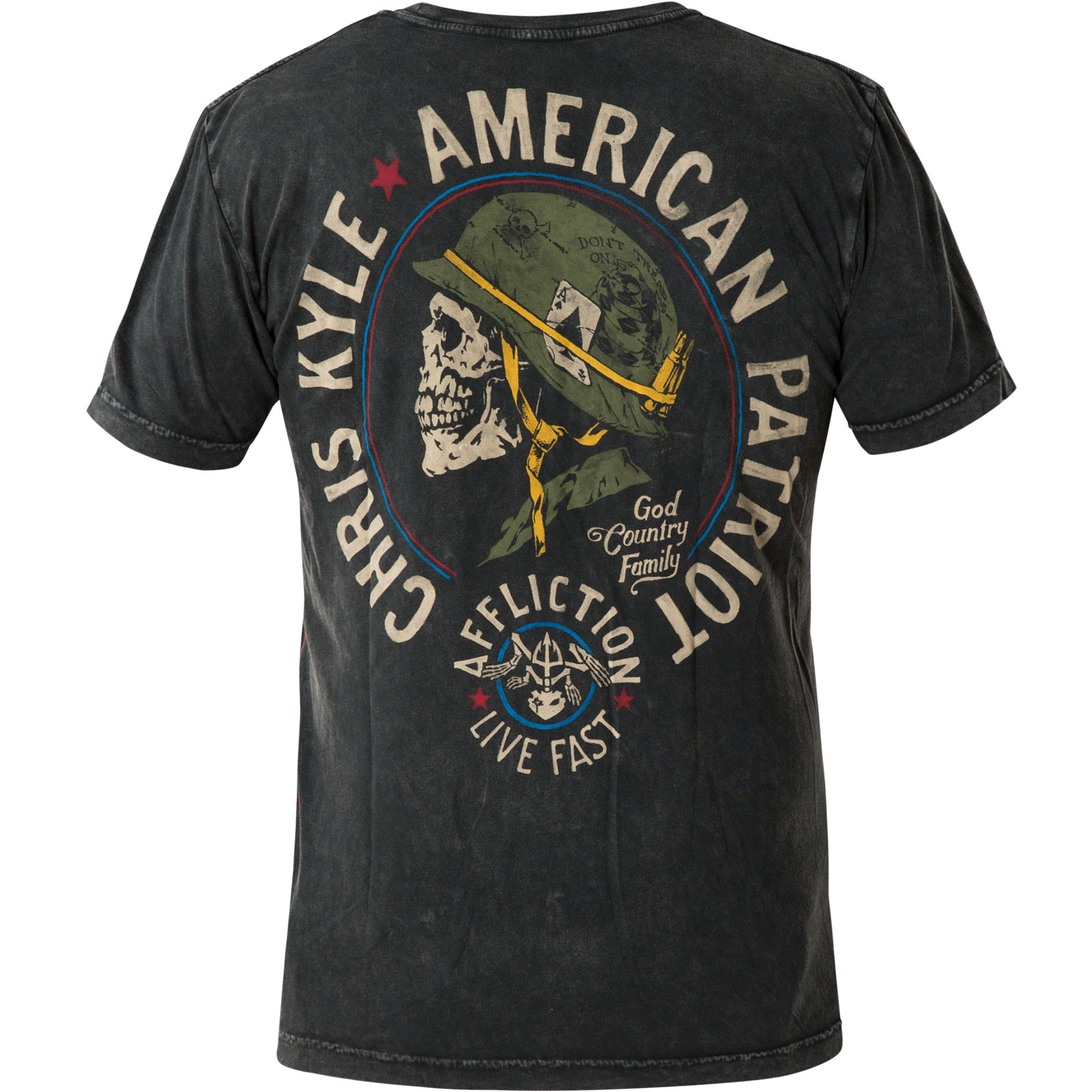 Affliction CK Old Glory T-Shirt Print with skull and soldier's helmet