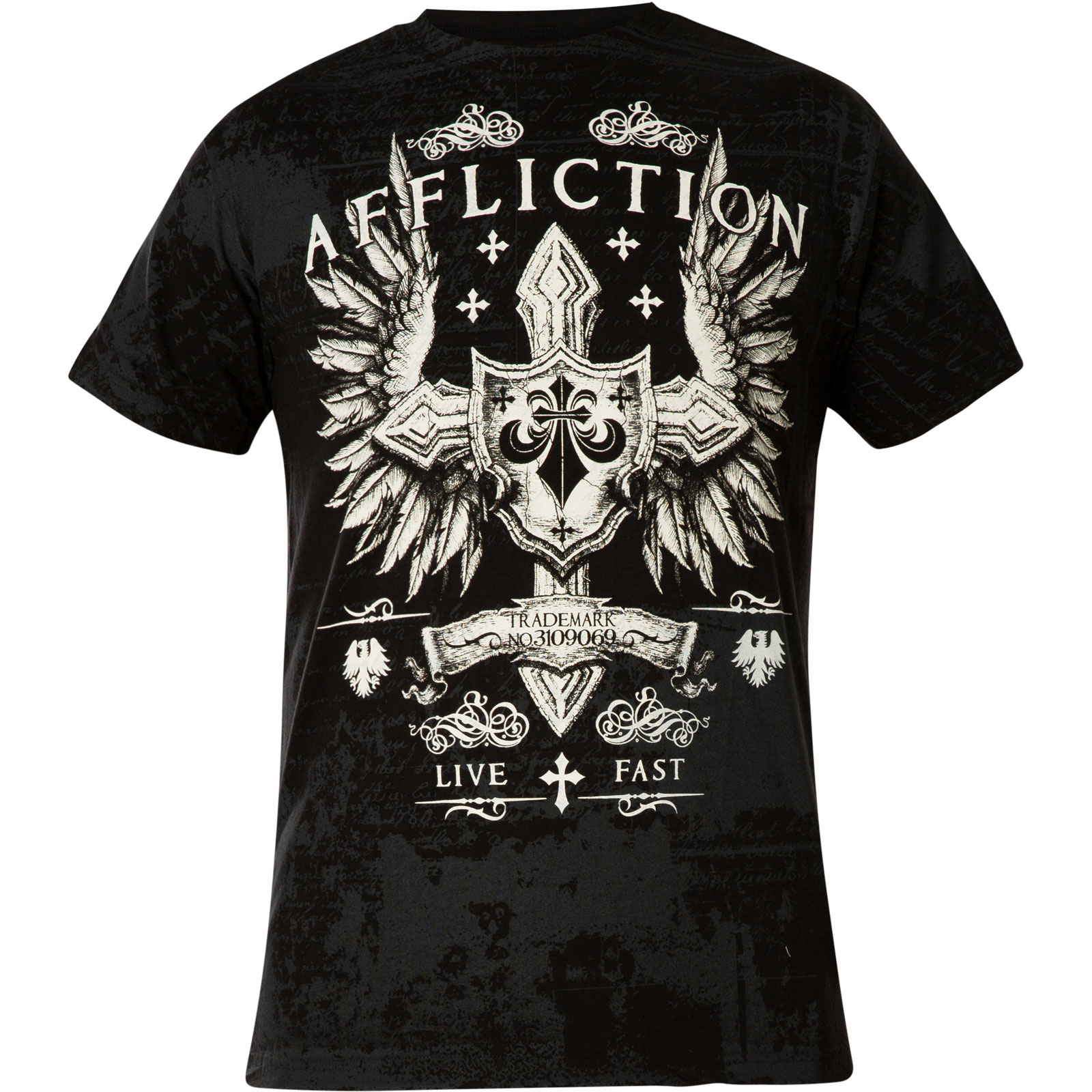 Affliction Simulation T-Shirt with large highly detailed all over print