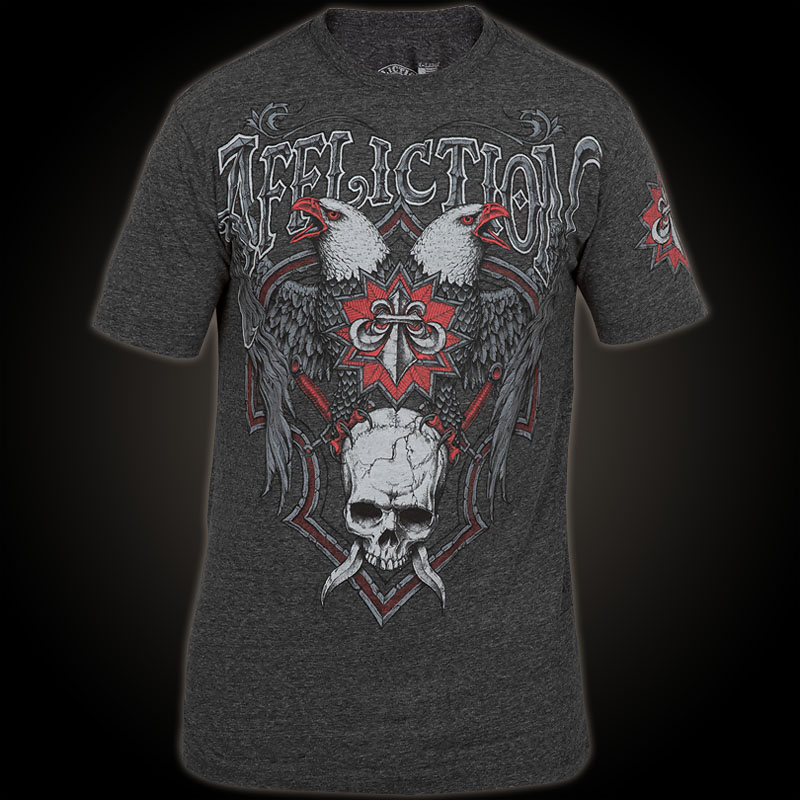 Affliction T-Shirt Wings of Justice in Black features a large Print Design.