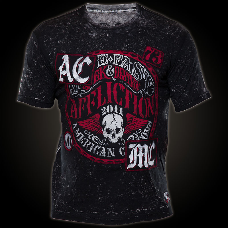 Affliction AC Live Fast Seal - T-shirt with patches and eye-catching seams