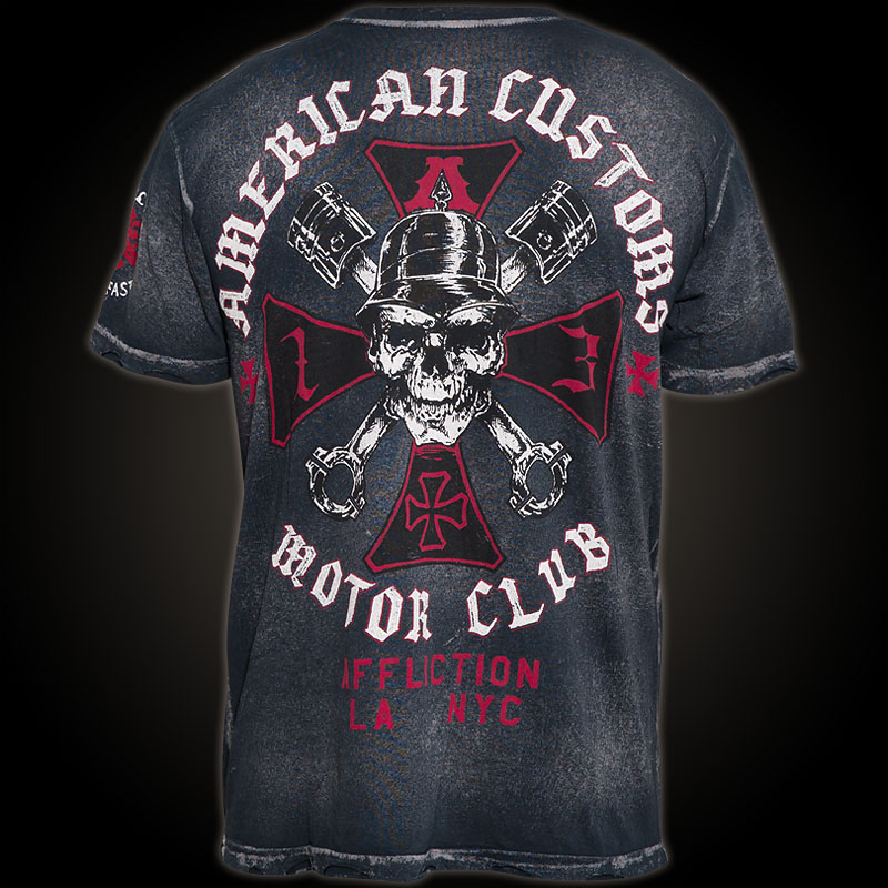 Affliction T-Shirt ACMC Iron in Black with a skull and cross