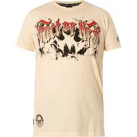 T-Shirt with highly detailed print    Fact of Life T-Shirt Badskull TS-74  in beige  Short-sleeved shirt  Large print with lettering in front and back side  Logo print near the lower seam, logo patch on the right side    100 % Cotton ...