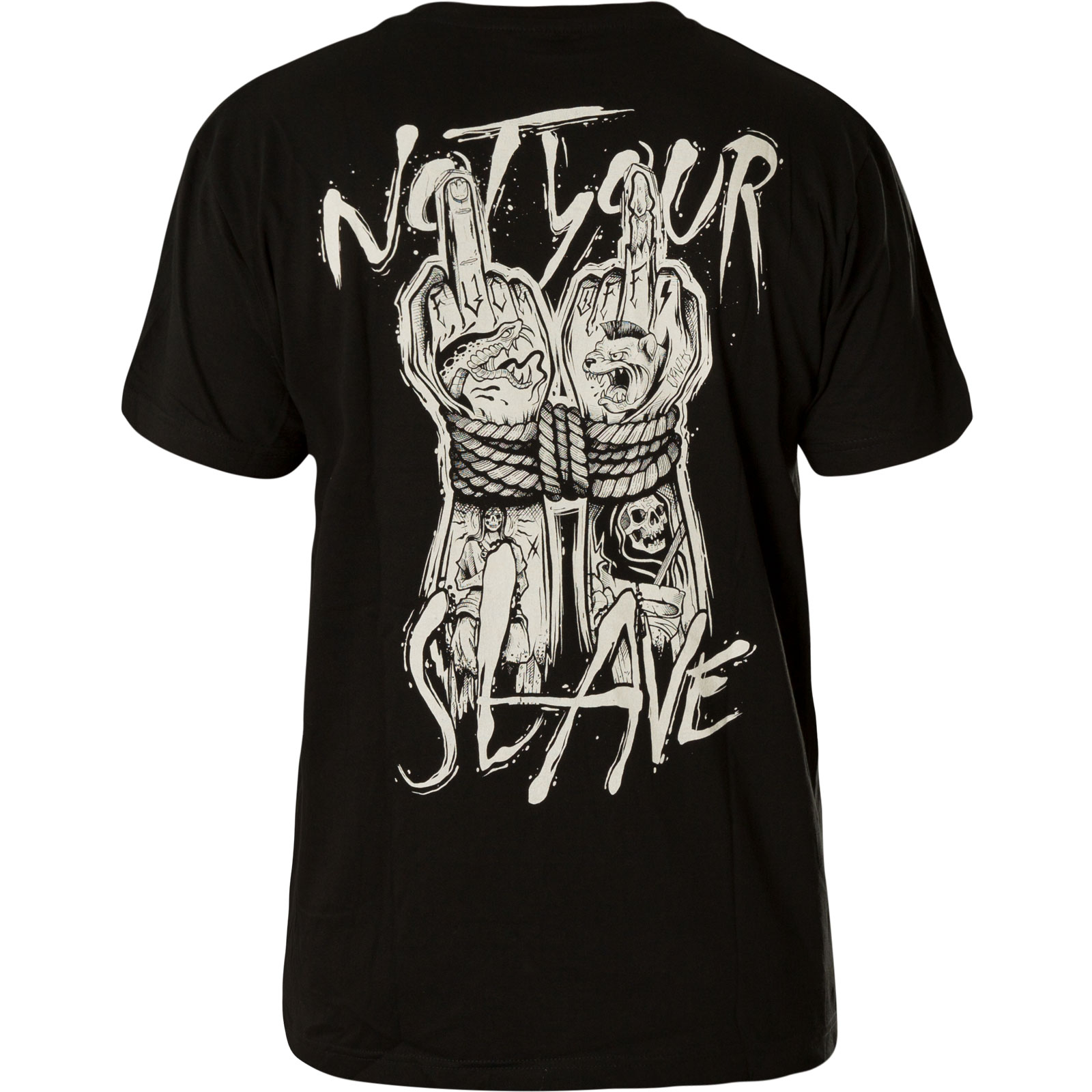 Hyraw T-Shirt Not Your Slave in black Print of two hands giving the finger