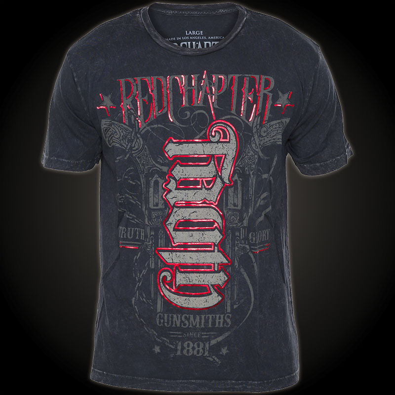 Red Chapter T-Shirt with large print designs and red foil details