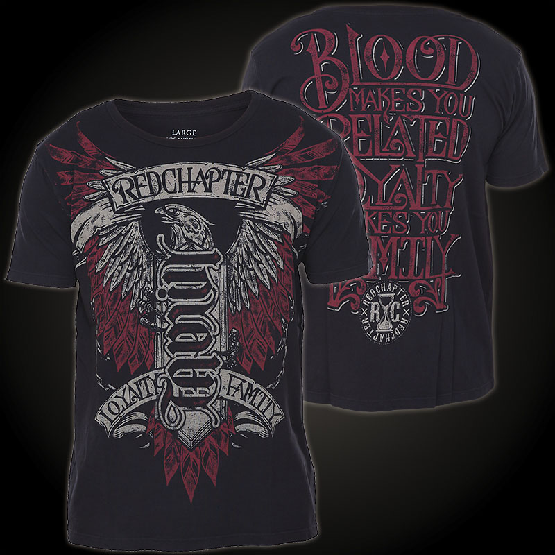 Red Chapter T-Shirt with striking print designs and lettering