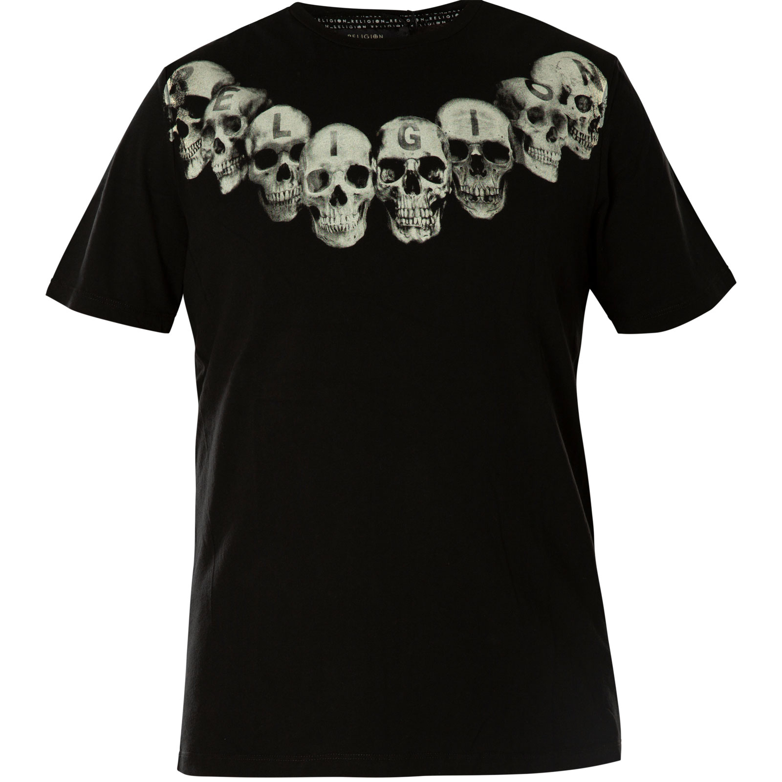 Religion T-Shirt Necklace Skull Tee 30BNSN03 Print featuring with skulls