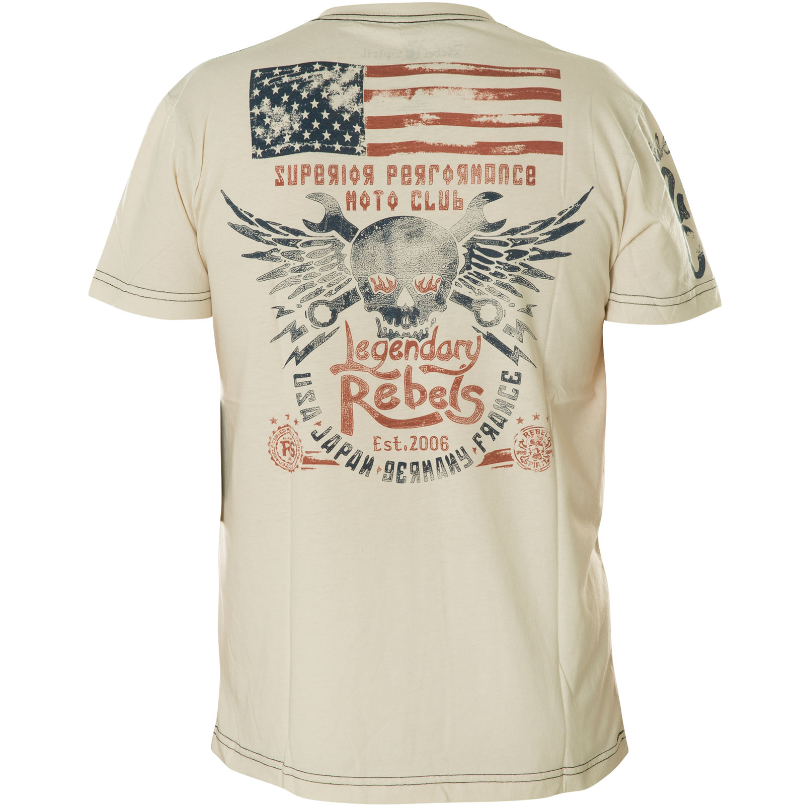 Rebel Spirit T-Shirt RSSK161815 with a large skull and U.S. flag