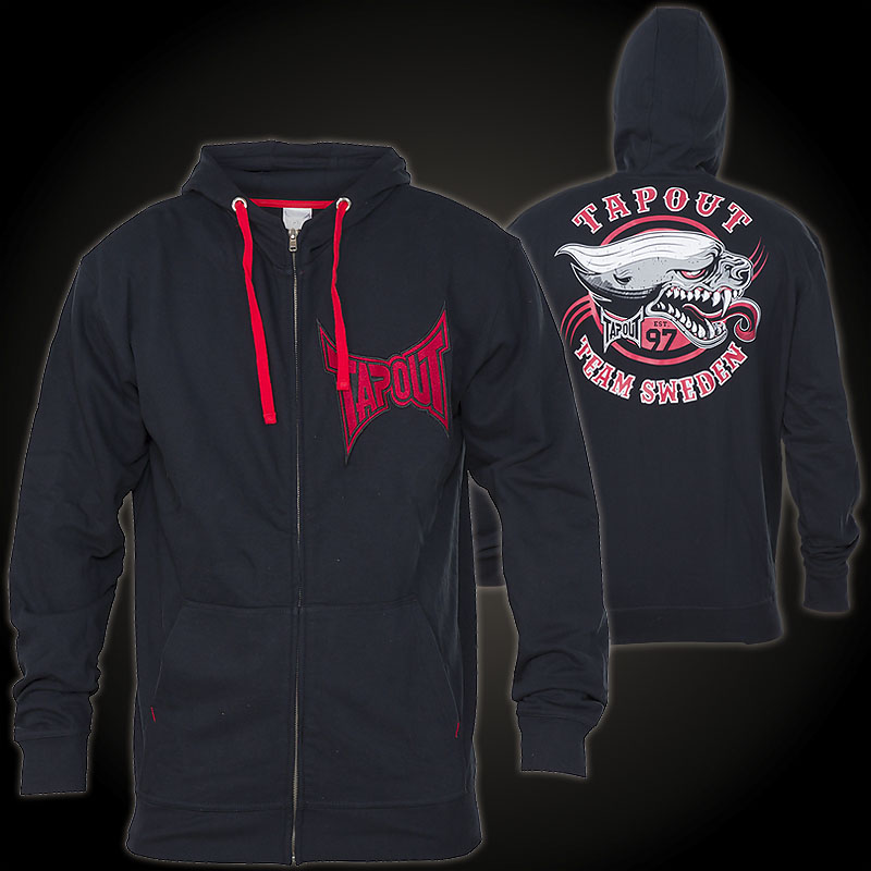 Tapout Team Sweden Hoody - Black hoody with a large patch and a large print