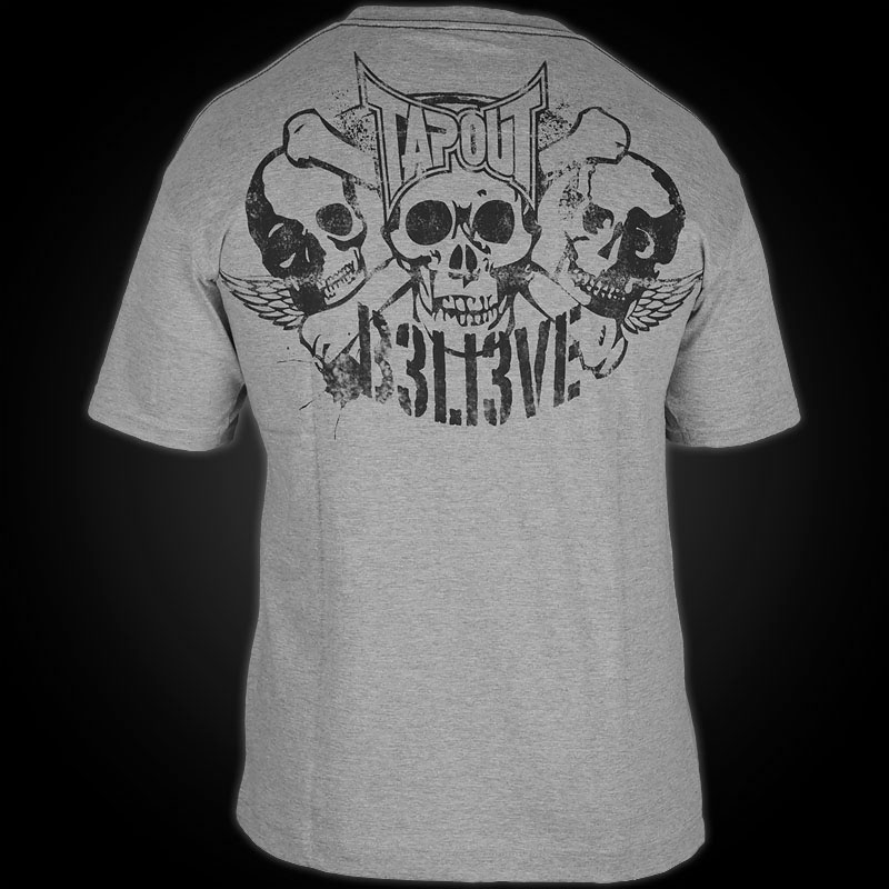 Tapout T-Shirt Tre Skull II: Grey T-Shirt features Logo Print Designs ...