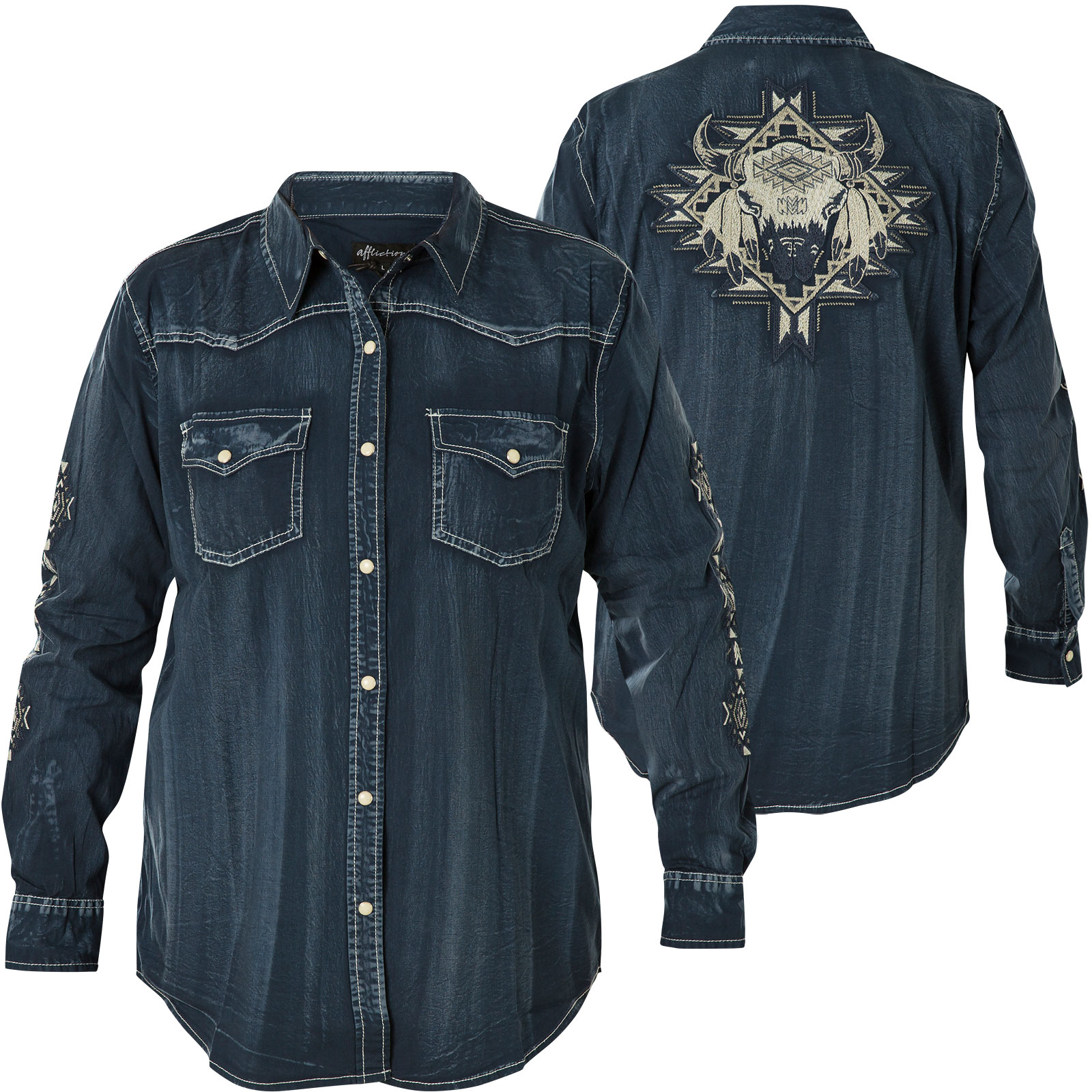 Affliction Albatross Button-down with animal head