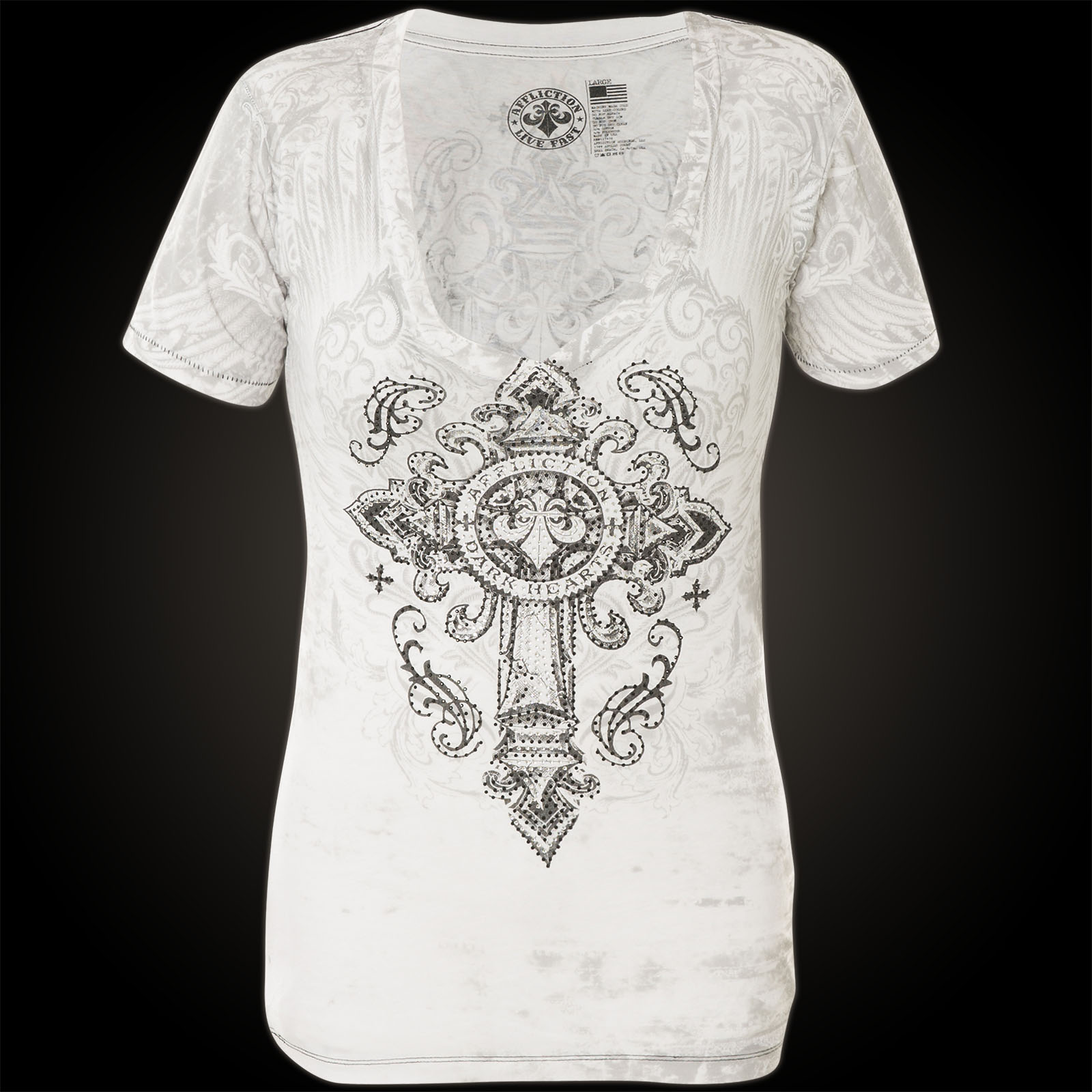 Affliction T-Shirt Seminary with a cross and vines