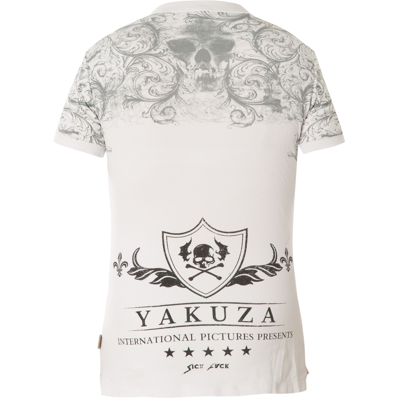 YAKUZA Damen Ornamental Skull Pikee Polo Shirt GPO-14158 White Weiß