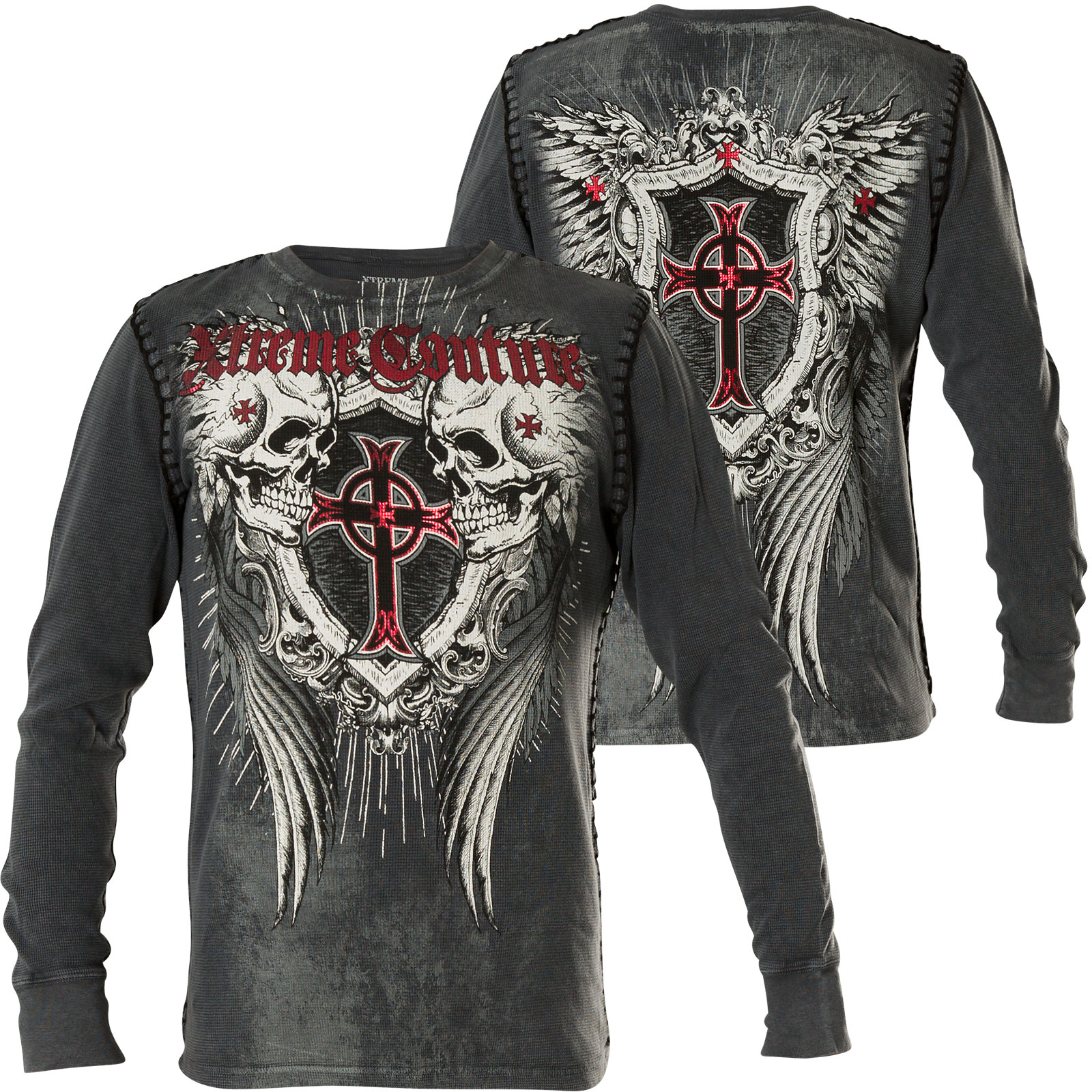Xtreme Couture by Affliction Thermal Deaths Dance Print with skulls and ...