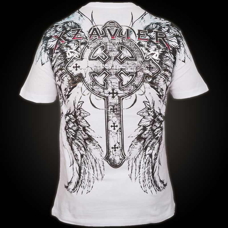 Xzavier Crusader T-Shirt - White T-Shirt with large Print Designs and ...