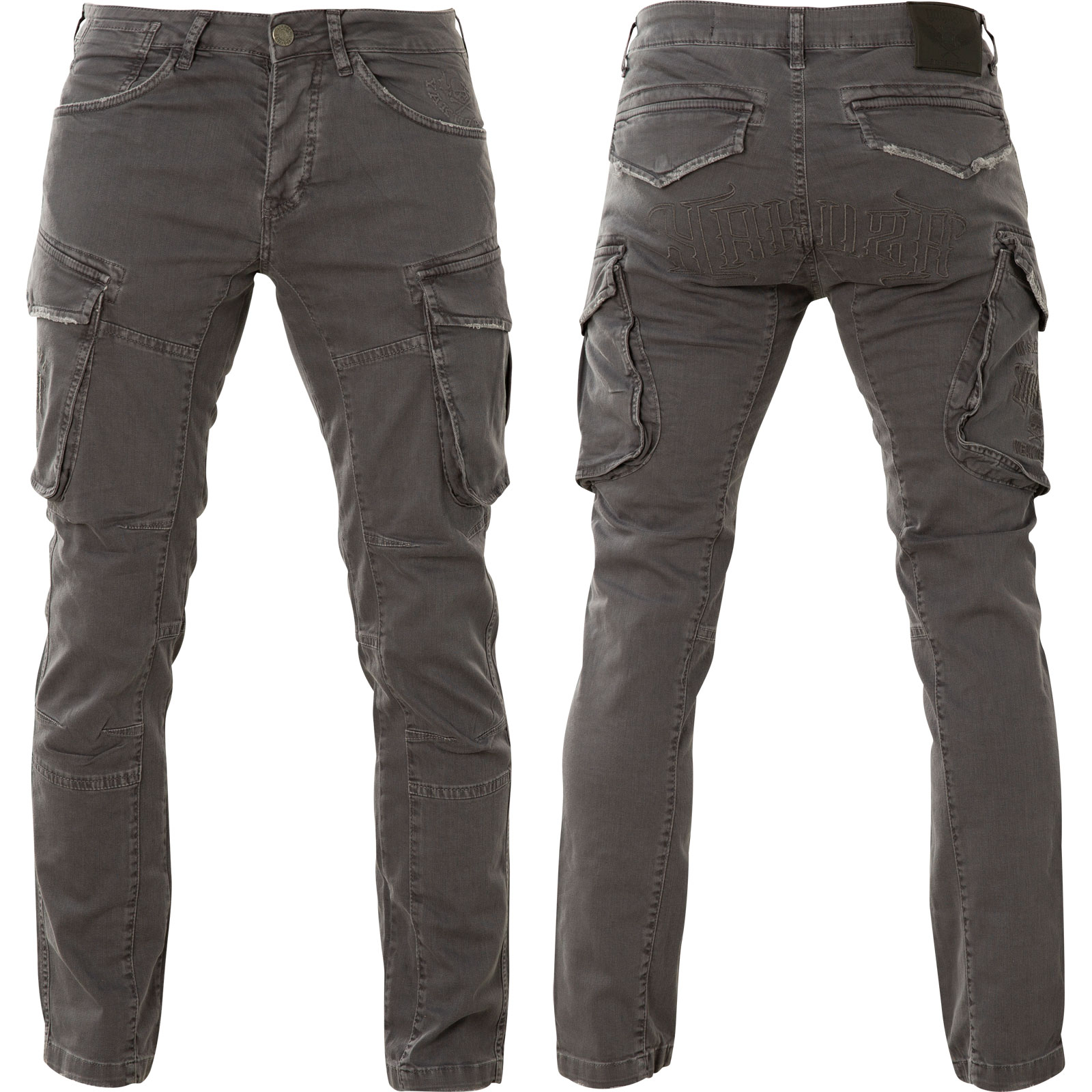 Yakuza Core Cargo Pants CPB-15010 in grey with logo embroidery