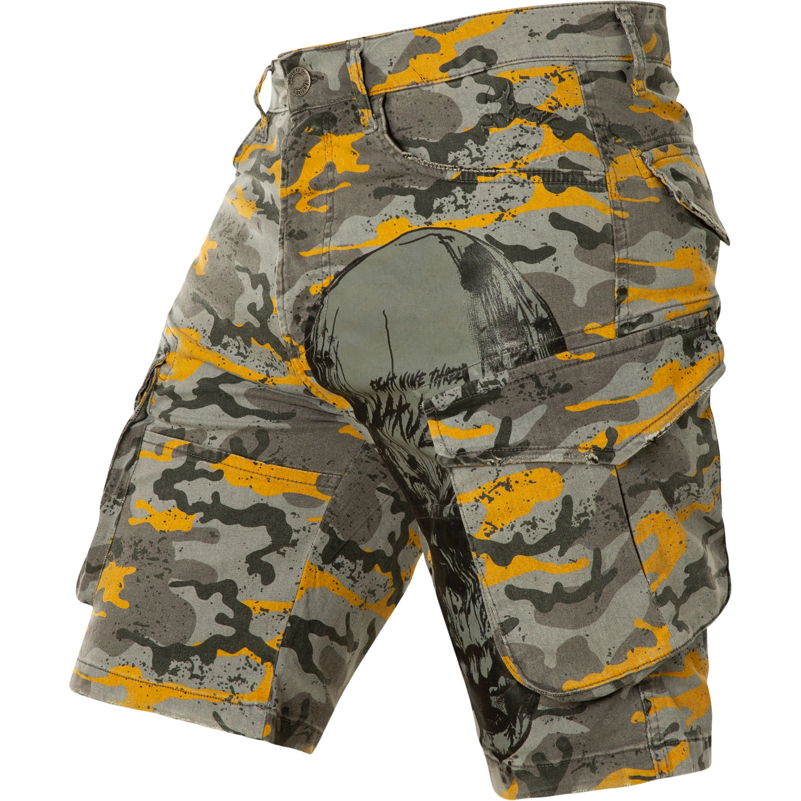 YAKUZA Knuckle Skull Cargo Shorts CSB-18022 Camouflage Yellow