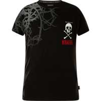 Shirt with detailed print designs and lettering    Yakuza Thorns T-Shirt TSB-22010  in black  Short-sleeved shirt  Highly detailed print with lettering on the front and back side  Logo patch near the lower seam    100 % Cotton    Authentic T-Shirt...