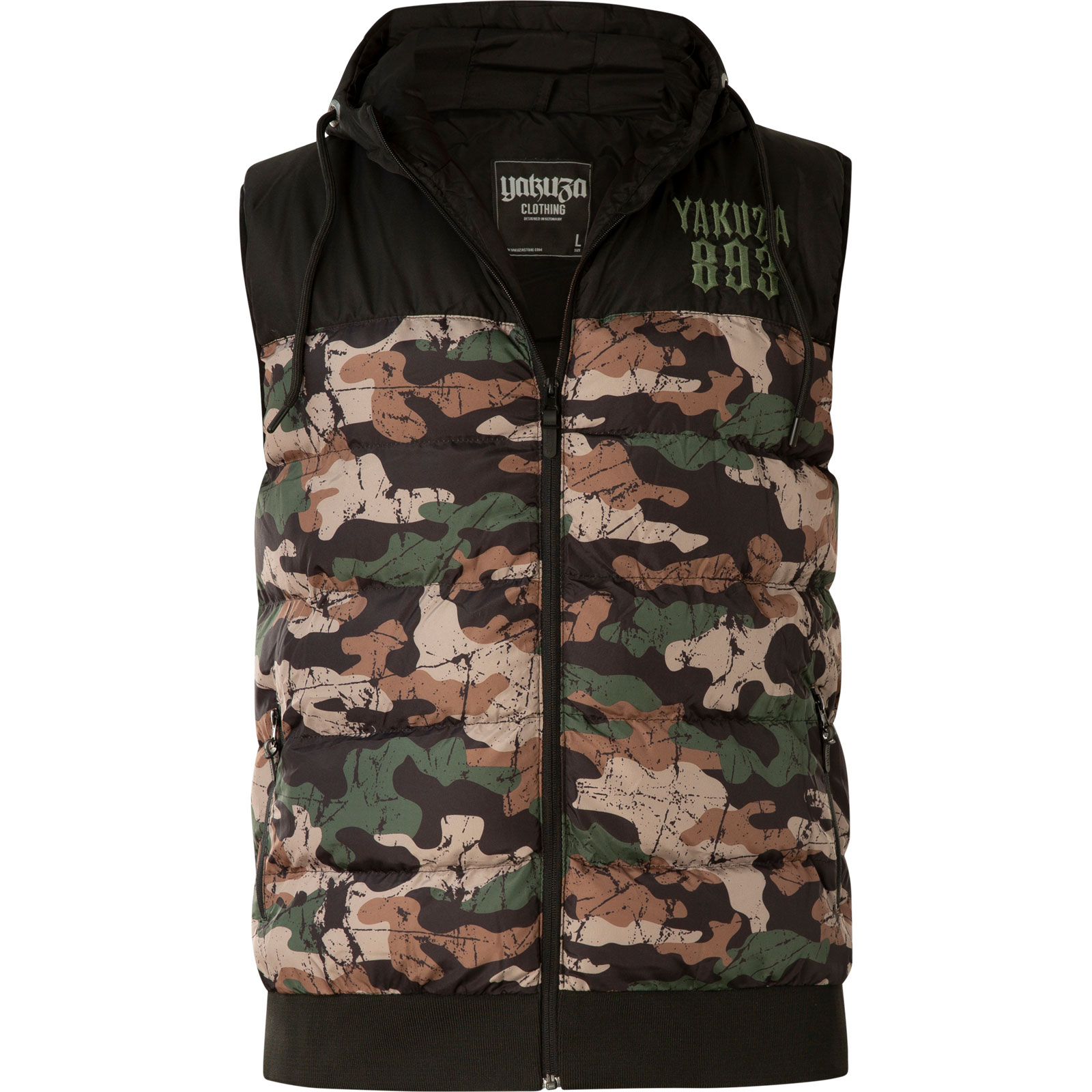 Yakuza Fck Society Quilted Hooded Vest VB-18035 with applications and ...