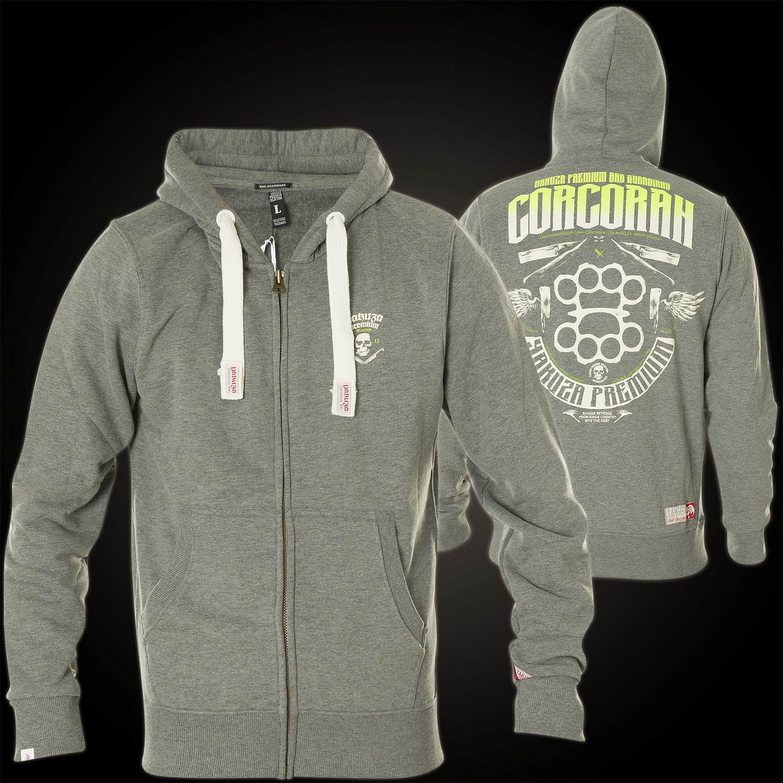 Yakuza Premium YPHZ-2226 Hoodie featuring a skull and knuckle dusters